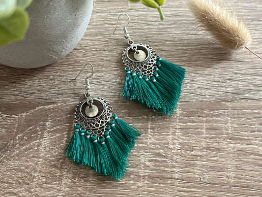 Émeraude Bohème - Boucles d’oreilles